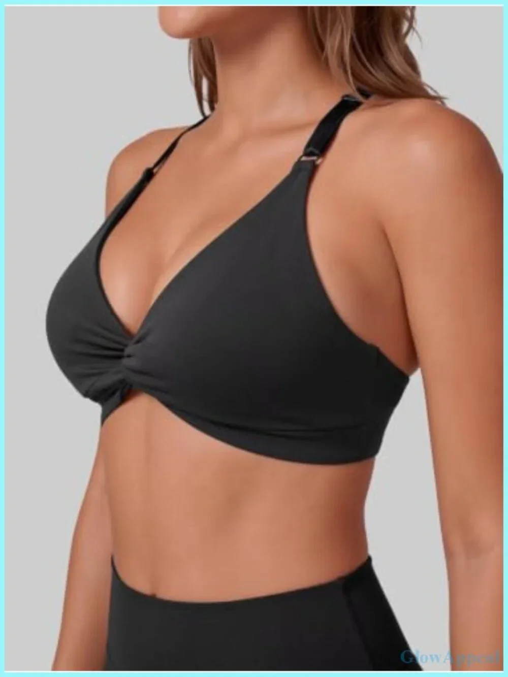 Halter Sports Bra Open Back Twist Front Workout Top
